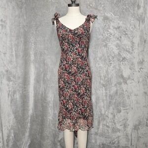 VTG 90s Y2K Whimsigoth‎ Dress Sz 3 Romantic Fairy Sheer Floral Feminine Bias Cut